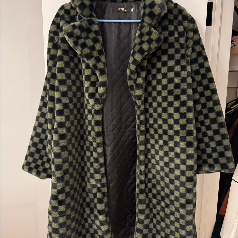 Never Worn Green and Black Checkered Coat